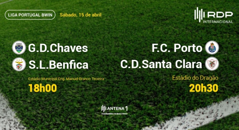 Liga Portugal, Chaves x Benfica, 18h00 e Porto x Santa Clara, 20h30